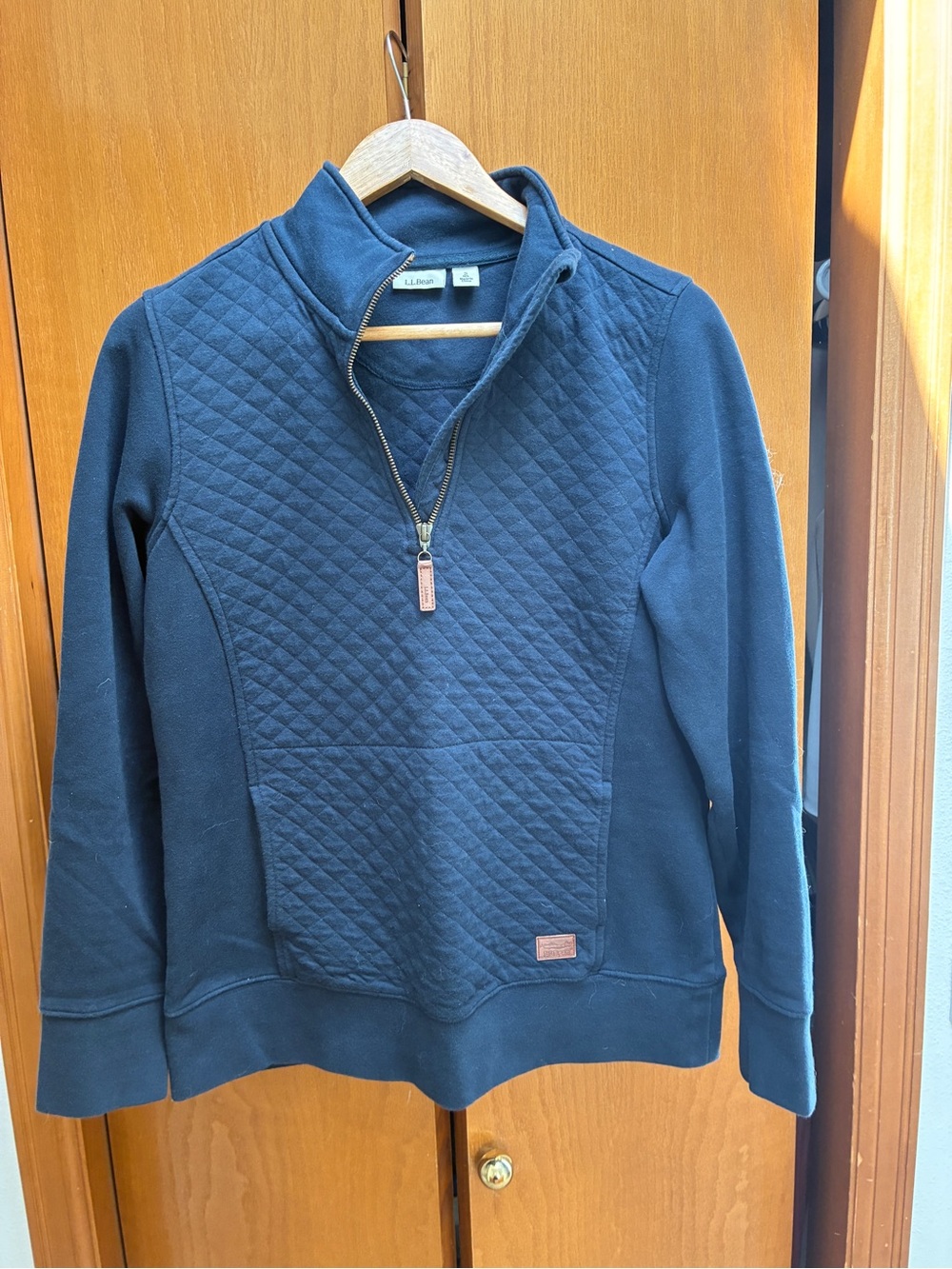 L.L. Bean Women’s Quilted Half-Zip Sweater - Navy Blue